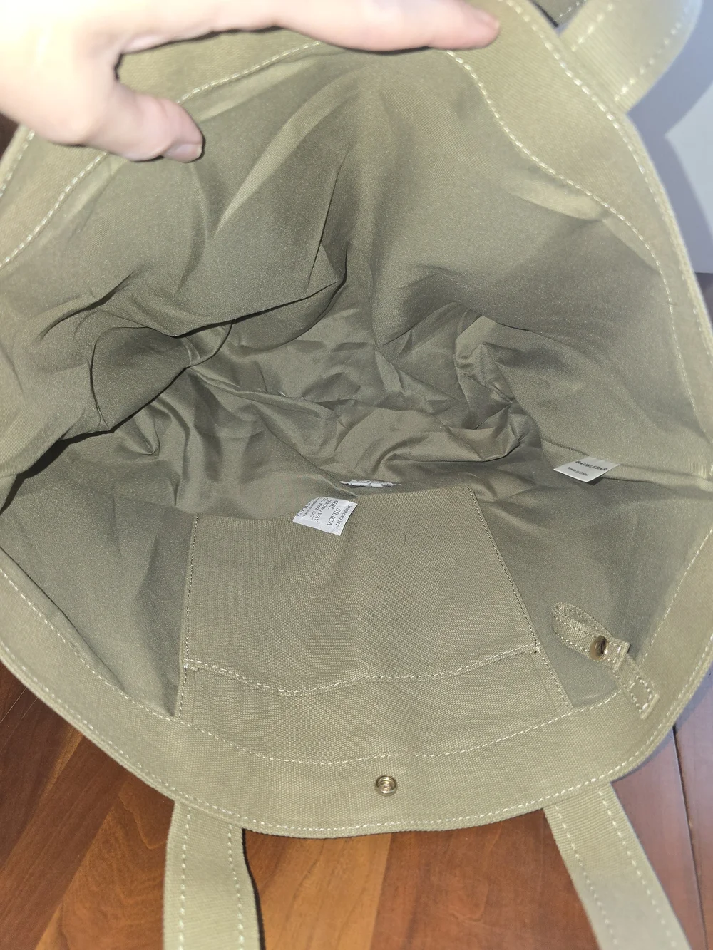 Baublebar NEW JDS Olive Canvas Tote Bag with Contrast Stitching